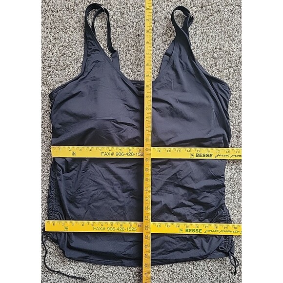 Lands End Women's 18 DD V-Neck Swim Top Black Solid Adjustable Padded S59 - Picture 2 of 7